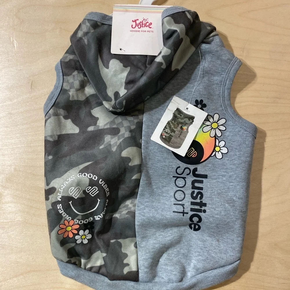 Justice Sport Camouflage and Gray Dog Hoodie Medium (LT)
